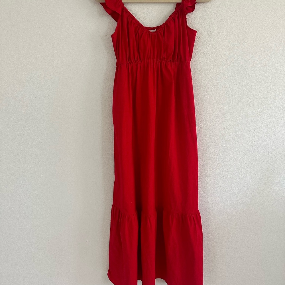 Universal Thread Red Ruffle Sleeve Maxi Dress - Picture 3 of 11